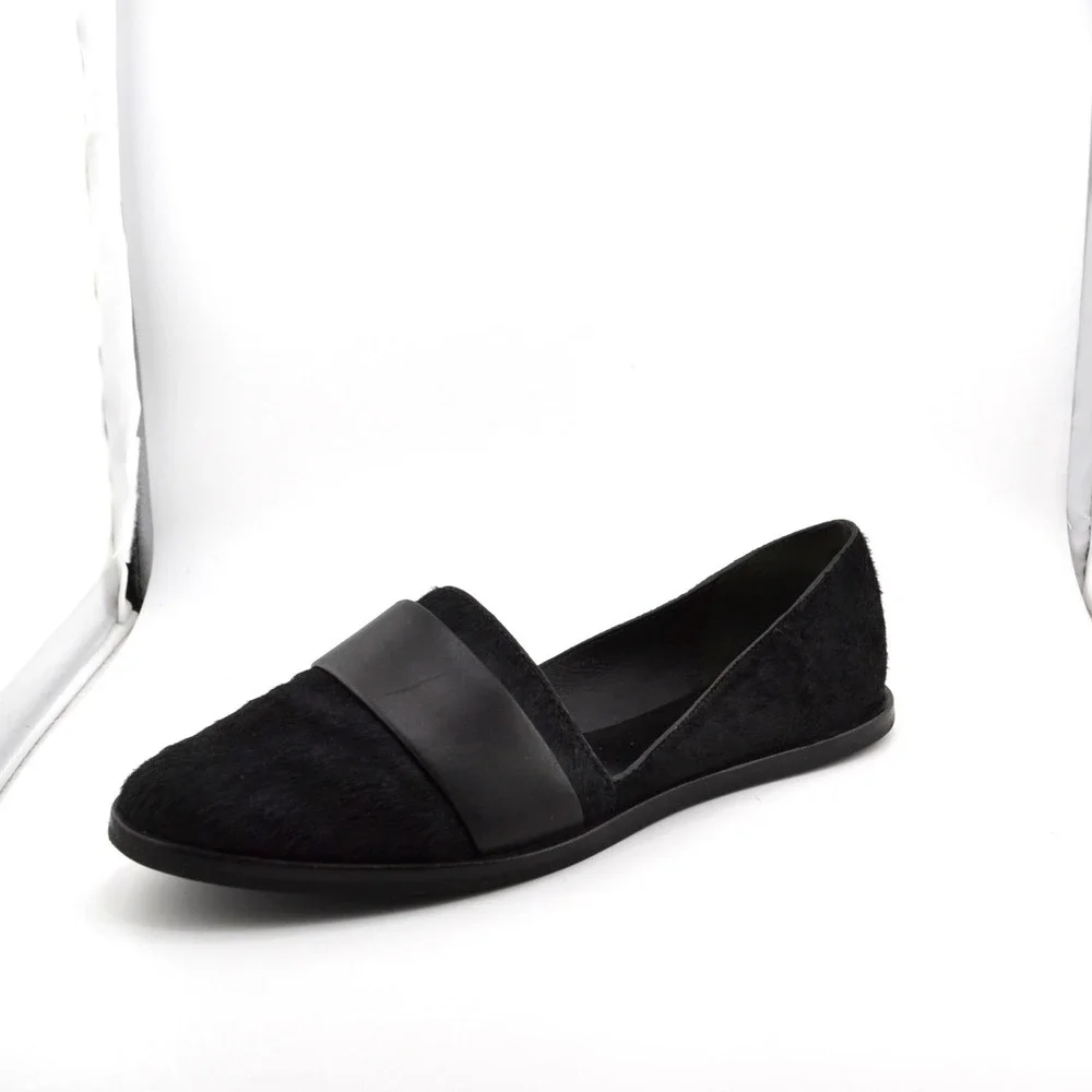 Vince Mason Calf Hair Loafers Women 7M Black Leather Band D'Orsay Flats Womens